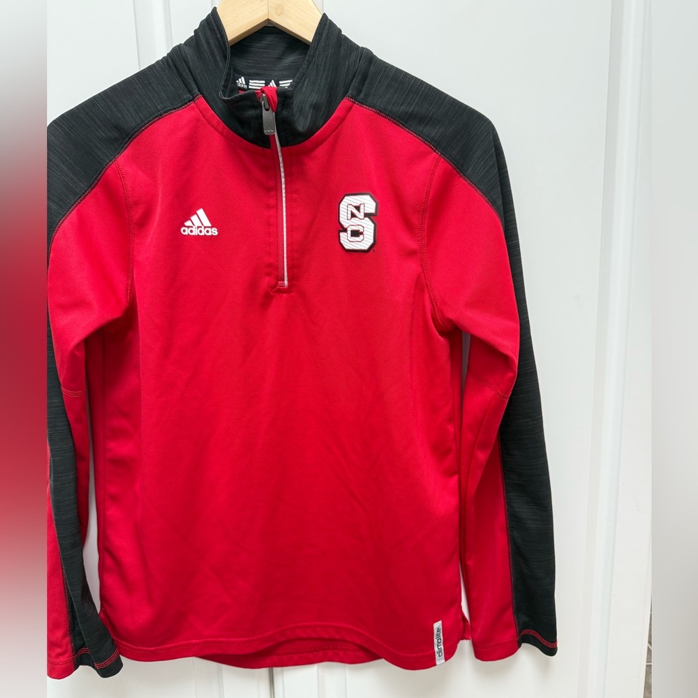 NC State Quarter Zip - Adidas Kids Red and Black Pullover - Picture 3 of 4